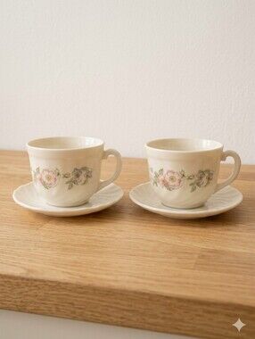 Arcopal France Floral Teacup & Saucer Set – Vintage Opal Glass